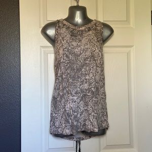 Religion (an L.A. brand). Very light pink and gray lace-pattern. Size M